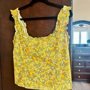J. Crew Orange Yellow Floral Women's Top Never Worn Size Large